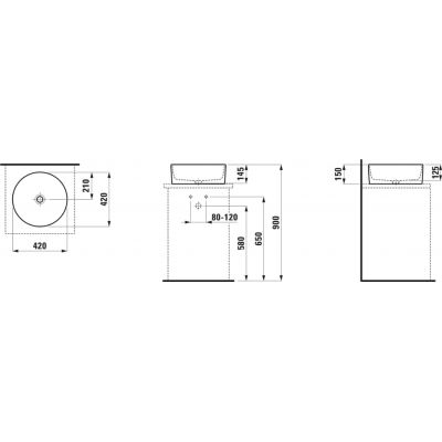 Laufen Savoy umywalka 38x38 cm okrągła nablatowa biały mat H8129427571121