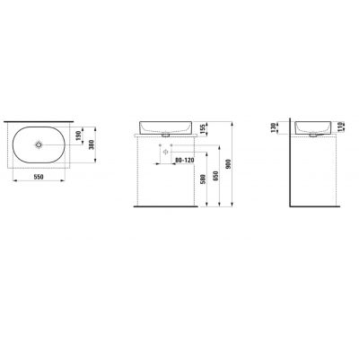 Laufen Savoy umywalka 55x38 cm owalna nablatowa biały mat H8129447571091
