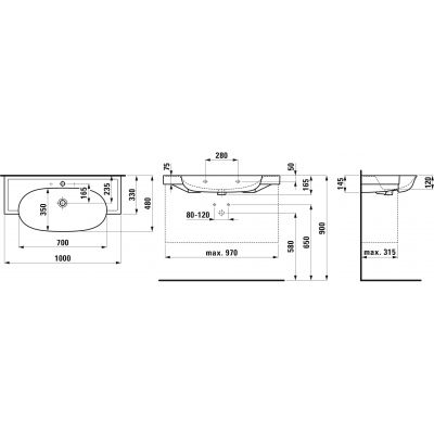 Laufen The New Classic umywalka 100x48 cm półokrągła ścienna-meblowa biała H8138570001091