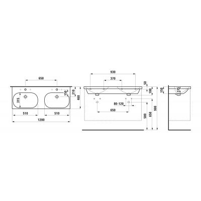 Laufen Lua umywalka 120x46 cm prostokątna meblowa biała H8140810001041