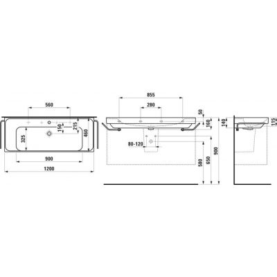 Laufen Meda umywalka 120x46 cm prostokątna ścienna-meblowa biały mat H8141117571041