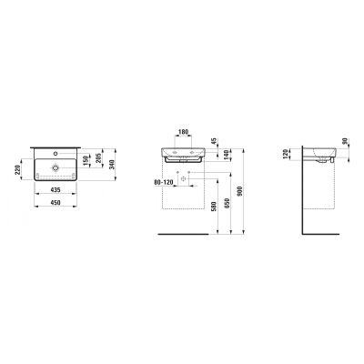 Laufen Pro X umywalka 45x34 cm prostokątna ścienna-meblowa biała H8158617571091