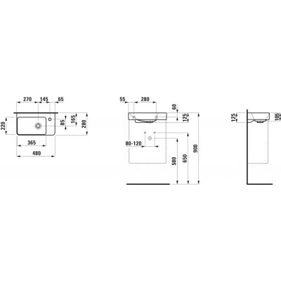 Laufen Pro X umywalka 48x28 cm prostokątna ścienna-meblowa biały mat H8158647571141