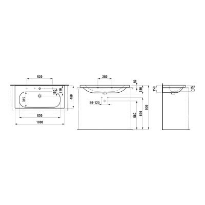Laufen Lua umywalka 100x46 cm prostokątna ścienna biała H8160894001071