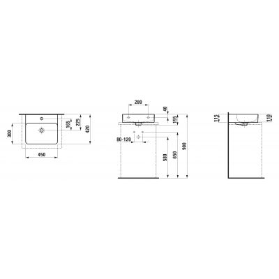 Laufen Val umywalka 45x42 cm prostokątna ścienna-nablatowa biała H8162800001041