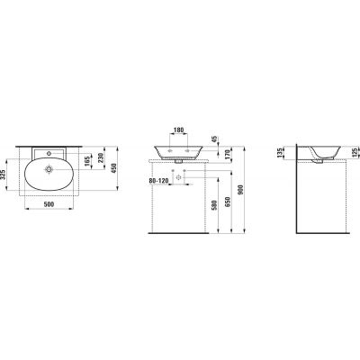 Laufen The New Classic umywalka 50x45 cm półokrągła ścienna-meblowa biała H8168527571091