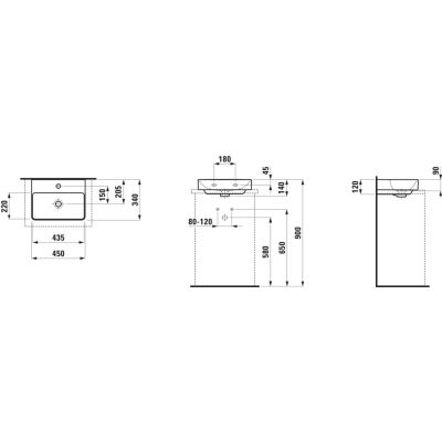 Laufen Pro X umywalka 45x34 cm prostokątna ścienna biała H816861A001041