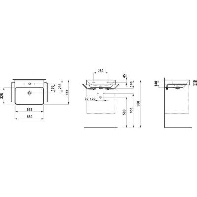 Laufen Pro X umywalka 55x46,5 cm prostokątna ścienna biały mat H8168627571091