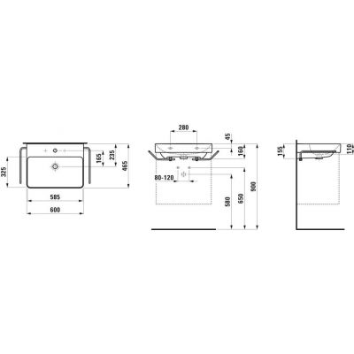 Laufen Pro X umywalka 60x46,5 cm prostokątna ścienna biała H8168630001041