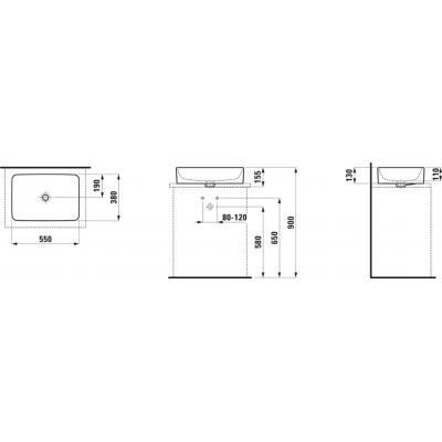 Laufen Savoy umywalka 55x38 cm prostokątna nablatowa biały mat H8169447571121