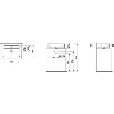 Laufen Savoy umywalka 55x38 cm prostokątna nablatowa czarny mat H8169457161111