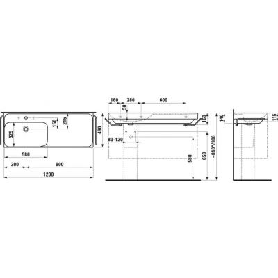 Laufen Meda umywalka 120x46 cm prostokątna meblowa biały połysk H8171104001041