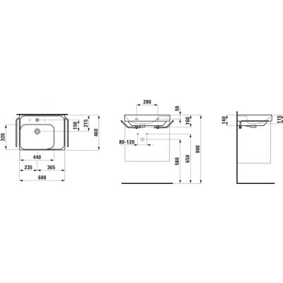 Laufen Meda umywalka 60x46 cm prostokątna meblowa czarny mat H8171117161041