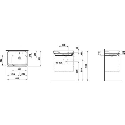 Laufen Meda umywalka 60x46 cm prostokątna meblowa biały mat H8171127571091