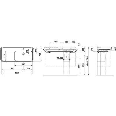 Laufen Meda umywalka 100x46 cm prostokątna meblowa czarny mat H8171177161041