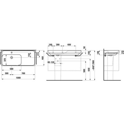 Laufen Meda umywalka 100x46 cm prostokątna meblowa grafit mat H8171187581091