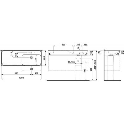 Laufen Meda umywalka 120x46 cm prostokątna meblowa biała H8171194001041