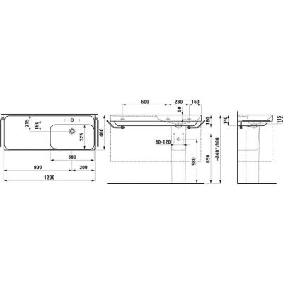 Laufen Meda umywalka 120x46 cm prostokątna meblowa grafit mat H8171197581091