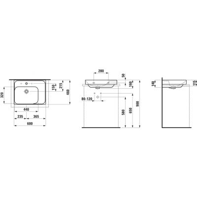 Laufen Meda umywalka 60x46 cm prostokątna meblowa biały mat H8181117571091