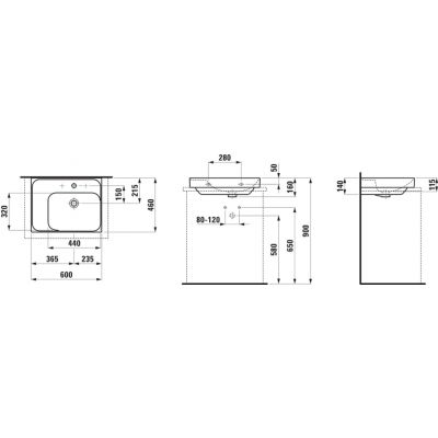 Laufen Meda umywalka 60x46 cm prostokątna meblowa biała H8181124001041