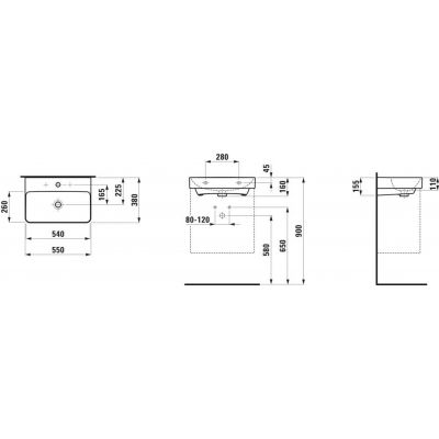 Laufen Pro X umywalka 55x38 cm prostokątna ścienna biała H8188620001041