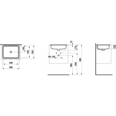 Laufen Savoy umywalka 44x33 cm prostokątna podblatowa czarny mat H8189477161091