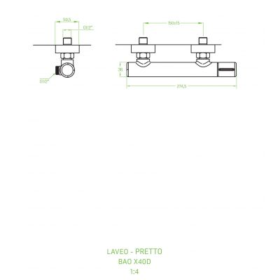 Laveo Pretto bateria prysznicowa ścienna grafit BAO940D
