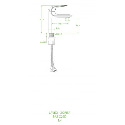 Laveo Zorita bateria umywalkowa stojąca czarny/chrom BAZ722D