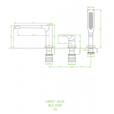 Laveo Alea bateria wannowo-prysznicowa stojąca 3-otworowa chrom BLE013D