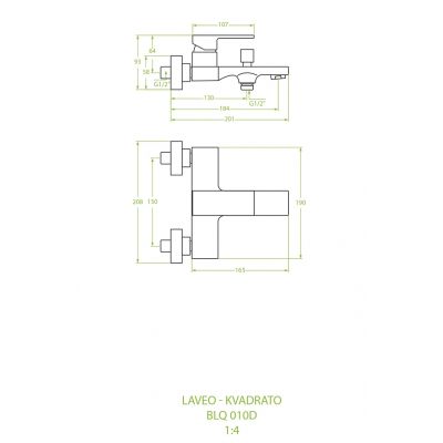 Laveo Kvadrato bateria wannowo-prysznicowa ścienna chrom BLQ010D
