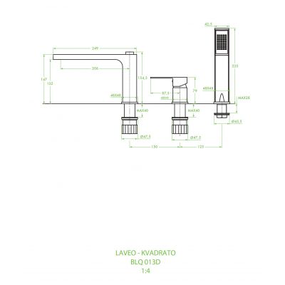 Laveo Kvadrato bateria wannowo-prysznicowa 3-otworowa chrom BLQ013D