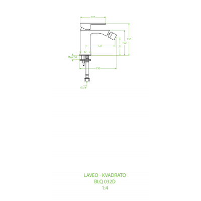 Laveo Kvadrato bateria bidetowa stojąca chrom BLQ032D