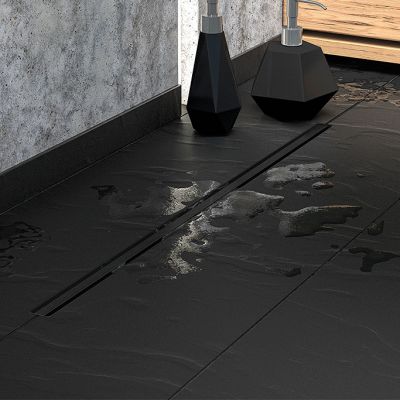 Laveo Slim odpływ prysznicowy 70 cm ruszt wąski czarny COS770D