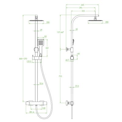 Laveo Calla zestaw prysznicowy ścienny termostatyczny z deszczownicą chrom PLC00TD