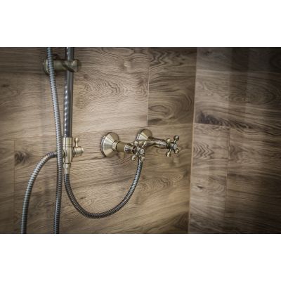 Laveo Stilo zestaw prysznicowy ścienny z deszczownicą mosiądz antyczny PLO50OX