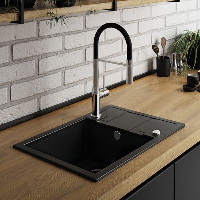 Laveo Barbados zlewozmywak granitowy 65x44 cm szary/grafitowy/onyx SBB513T