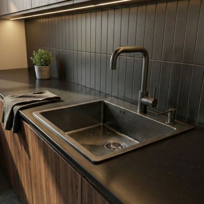 Laveo Marmara zlewozmywak stalowy 59x51 cm grafit SAM510T