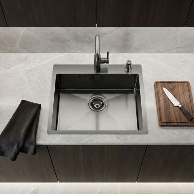 Laveo Marmara zlewozmywak stalowy 59x51 cm grafit SAM510T