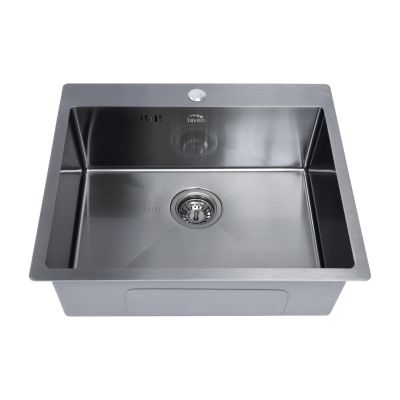 Laveo Marmara zlewozmywak stalowy 59x51 cm grafit SAM510T
