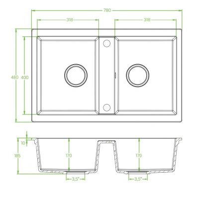 Laveo Barbados zlewozmywak granitowy 78x48 cm beżowy SBB420T