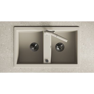 Laveo Barbados zlewozmywak granitowy 78x48 cm beżowy SBB420T