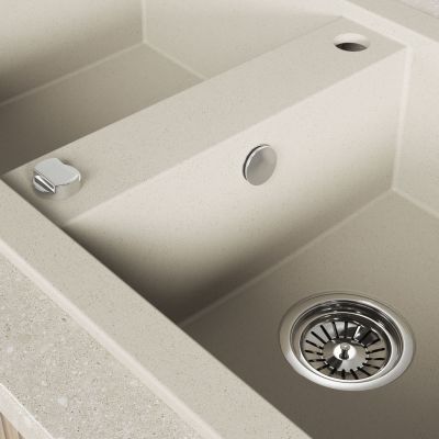Laveo Barbados zlewozmywak granitowy 78x48 cm beżowy SBB420T