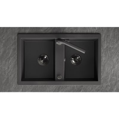 Laveo Barbados zlewozmywak granitowy 78x48 cm czarny SBB720T