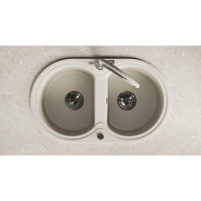 Laveo Dafne zlewozmywak granitowy 78x47 cm beżowy SBD420T