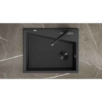 Laveo Grenada zlewozmywak granitowy 60x48 cm czarny SBG710T