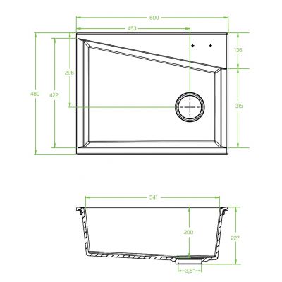 Laveo Grenada zlewozmywak granitowy 60x48 cm czarny SBG710T