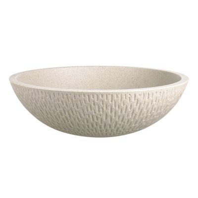 Laveo Amber umywalka 41 cm nablatowa okrągła granitowa beż VGR1421T