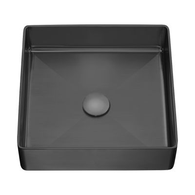 Laveo Pola umywalka 36x36 cm stalowa nablatowa czarna VUP722S