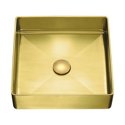 Laveo Pola umywalka 36x36 cm stalowa nablatowa złota VUPG22S
