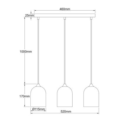 Light Prestige Nilo lampa wisząca 3x8 W czarna LP-0110/3LBK